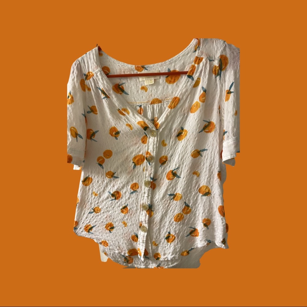 Cute Orange Printed Anthropologie Top